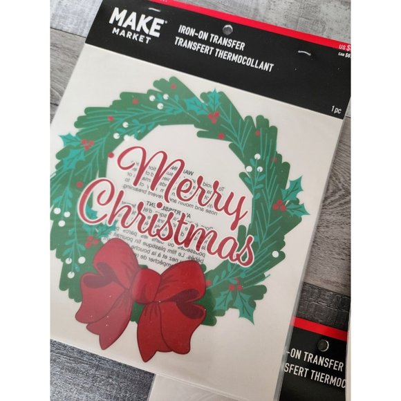 Christmas Iron-on Transfers - LOT - Snowman Wreath + - Green Plaid - DIY Crafts - Picture 2 of 5